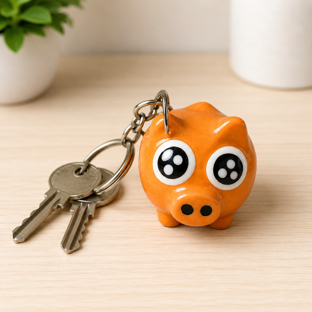 Handmade Ceramic Pig Keychain – Colombian Souvenir Gift