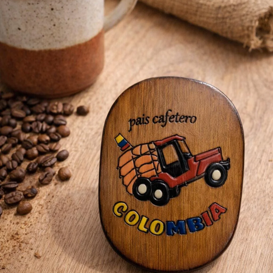 Coconut Shell Colombia Magnet – Handmade Natural Fridge Magnet