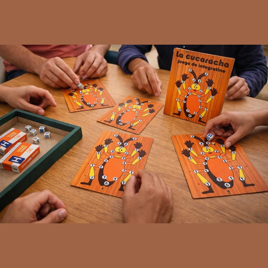 La Cucaracha Dice Game | Traditional Colombian Wooden Family Game (24cm)