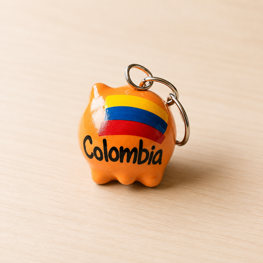 Handmade Ceramic Pig Keychain – Colombian Souvenir Gift