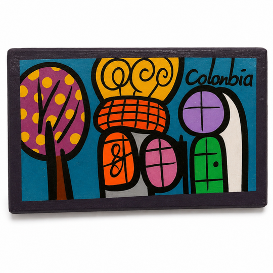 Handmade Colombian Landscape Fridge Magnet – Colorful Art Souvenir