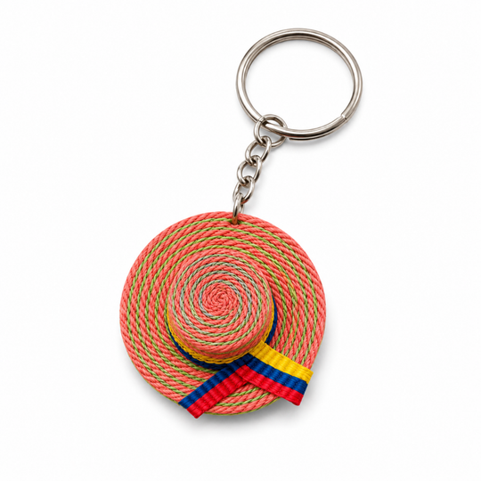 Handmade Sombrero Vueltiao Keychain – Colombian Pride Accessory