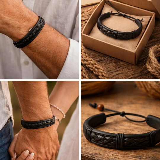 Handmade Braided Leather Bracelet | Colombian Artisan Style, Adjustable Fit