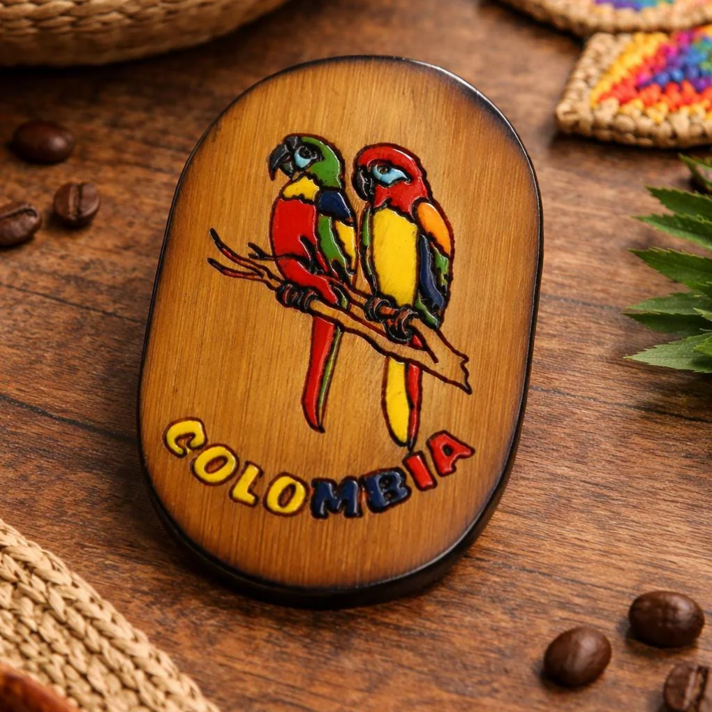 Coconut Shell Colombia Magnet – Handmade Natural Fridge Magnet