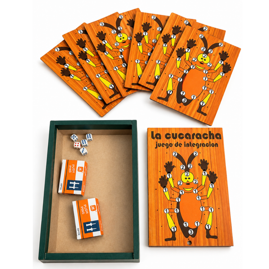 La Cucaracha Dice Game | Traditional Colombian Wooden Family Game (24cm)