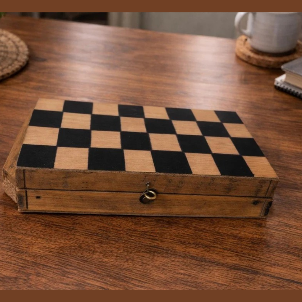 Hand-Painted Folk Art Chess Set | Colombian Artisan Wooden Game (22cm)