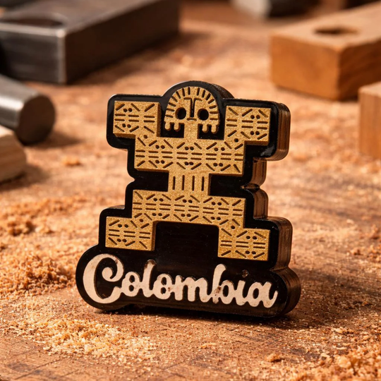 Handmade Colombian Fridge Magnet – Colorful Coffee Culture &amp; Mini Figures – Artisan Souvenir from Colombia