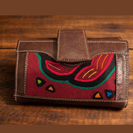 Handmade Leather Mola Checkbook Wallet