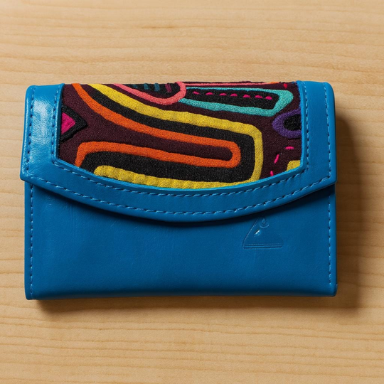 Vibrant Handmade Leather Mola Wallet – Authentic Colombian Art | Magnetic Closure, Zipper Pocket &amp; Compact Design