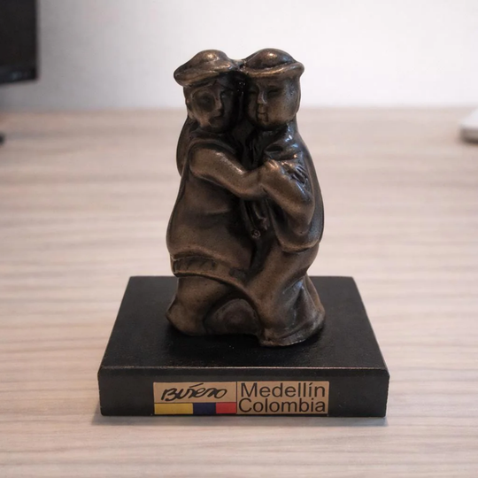 Handmade Botero-Style Mini Sculpture | Colombian Folk-Art Figurine on Wooden Base | Artisan Decorative Collectible