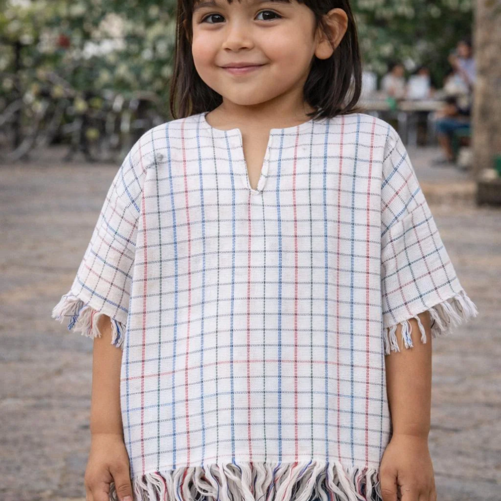 Colombian kids poncho, traditional ruana cultural outfit for children