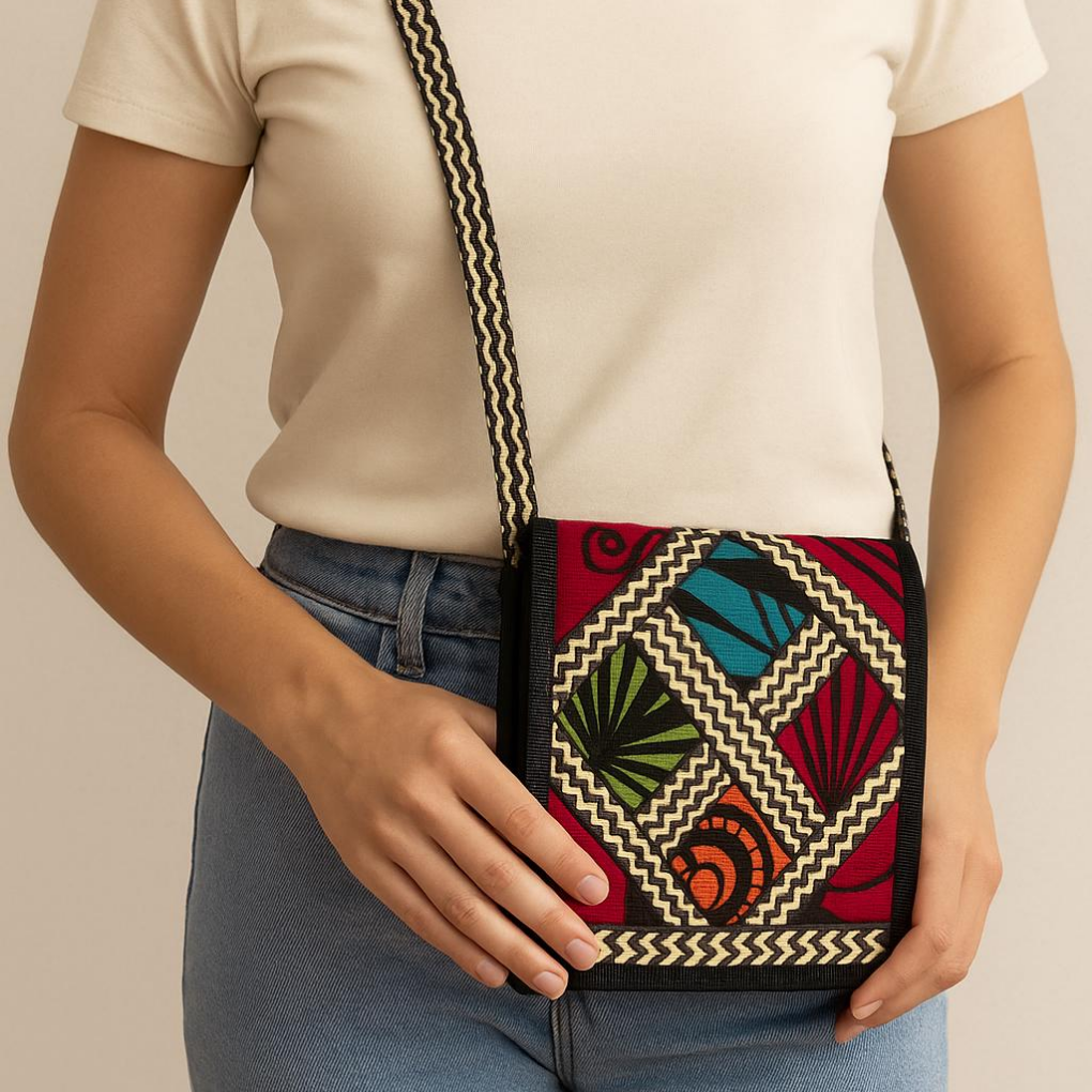 Handwoven Colombian Crossbody Bag – Wayuu Style Fiber Purse