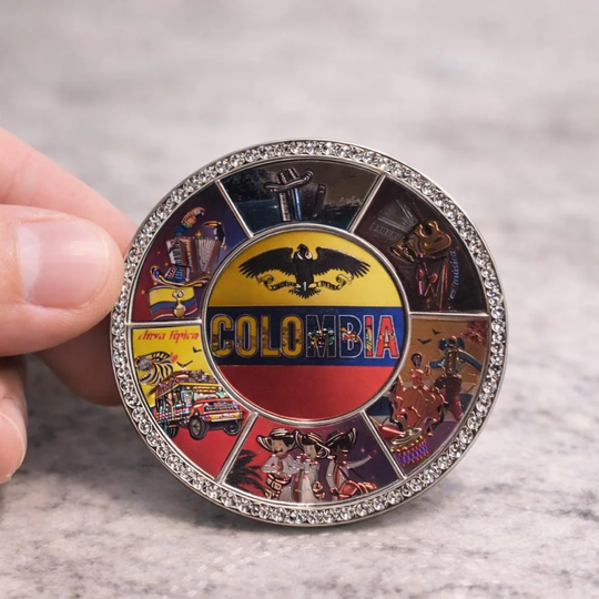 Handmade Colombian Porcelain Plate Magnet  | Colorful Cultural Fridge Decor