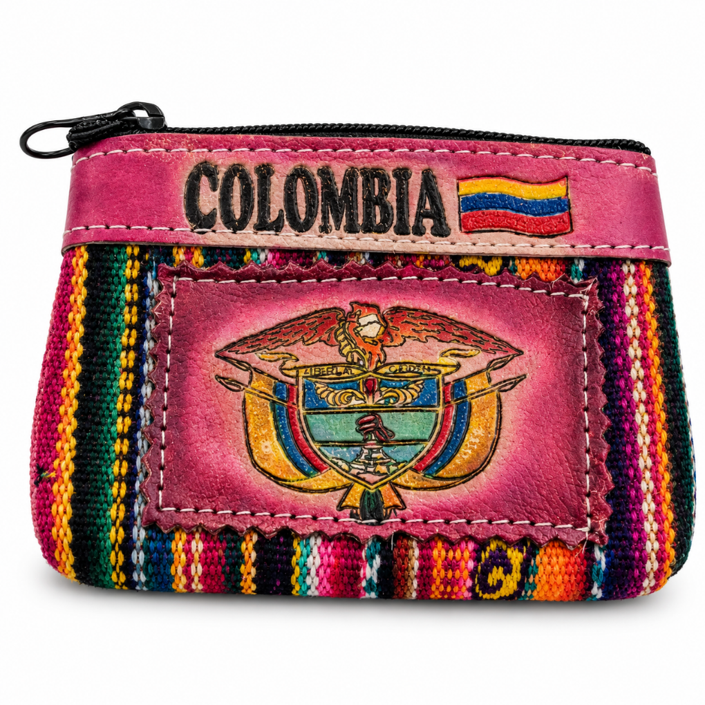 Colombian coat of arms woven coin purse souvenir wallet