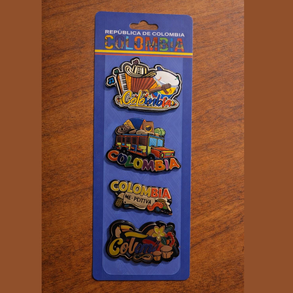 Colombia Magnet Set (3 pcs) – Handmade MDF Fridge Magnets with Tropical Designs