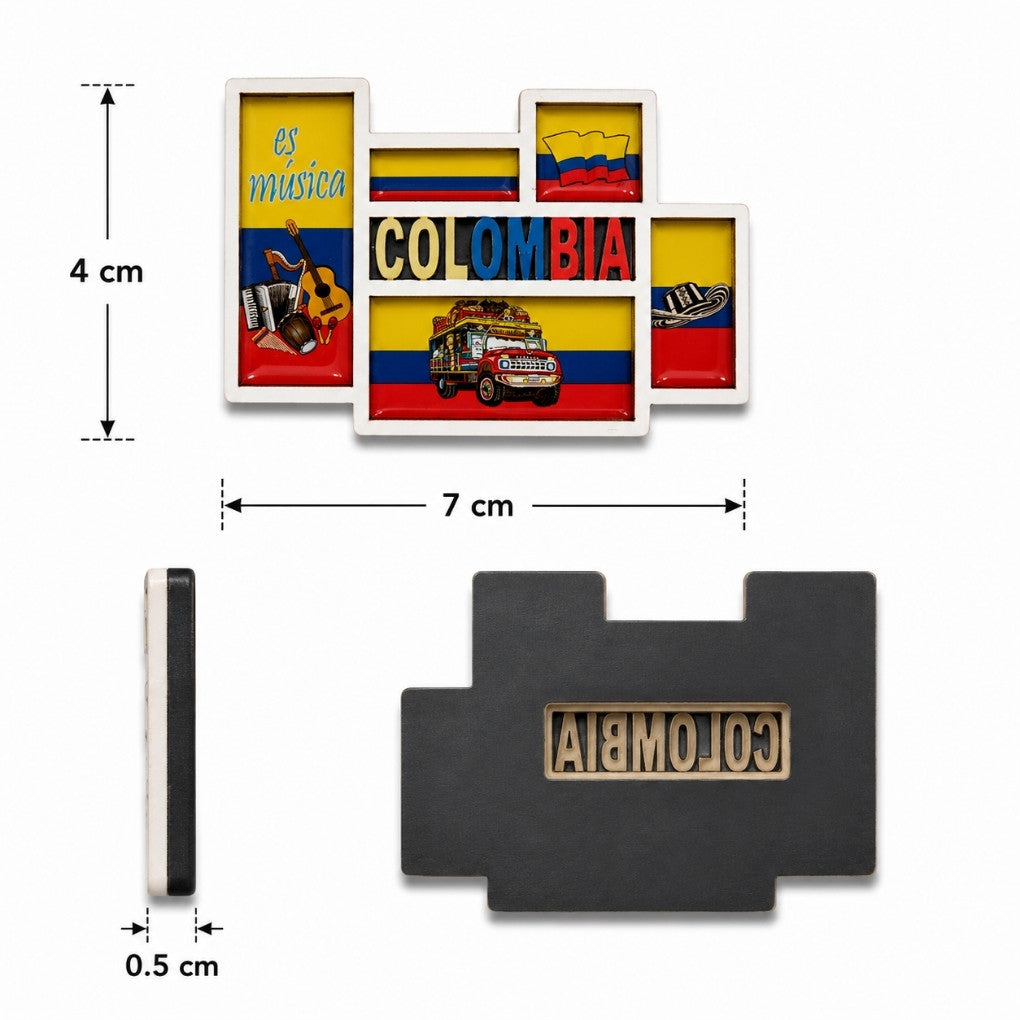 Colombia “Es Música” Fridge Magnet 7×4 cm | Handmade Resin &amp; MDF Magnet
