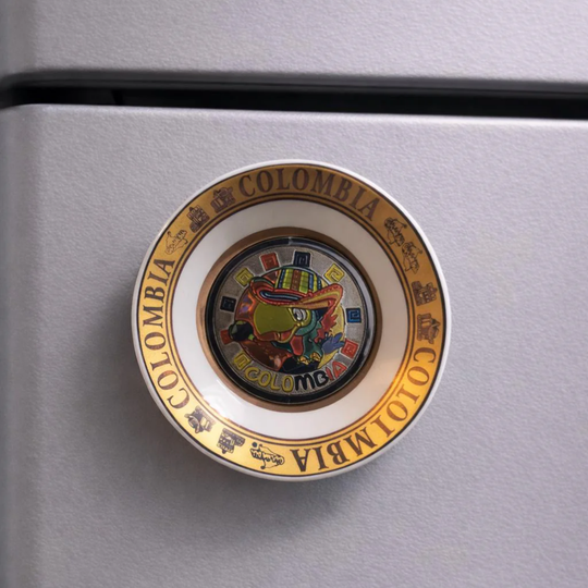 Handcrafted Colombian Porcelain Plate Magnet | Mini Folk Wall &amp; Fridge Decor