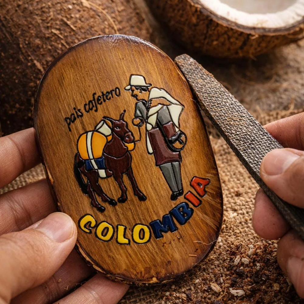 Coconut Shell Colombia Magnet – Handmade Natural Fridge Magnet