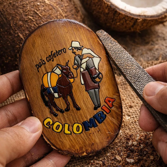 Coconut Shell Colombia Magnet – Handmade Natural Fridge Magnet