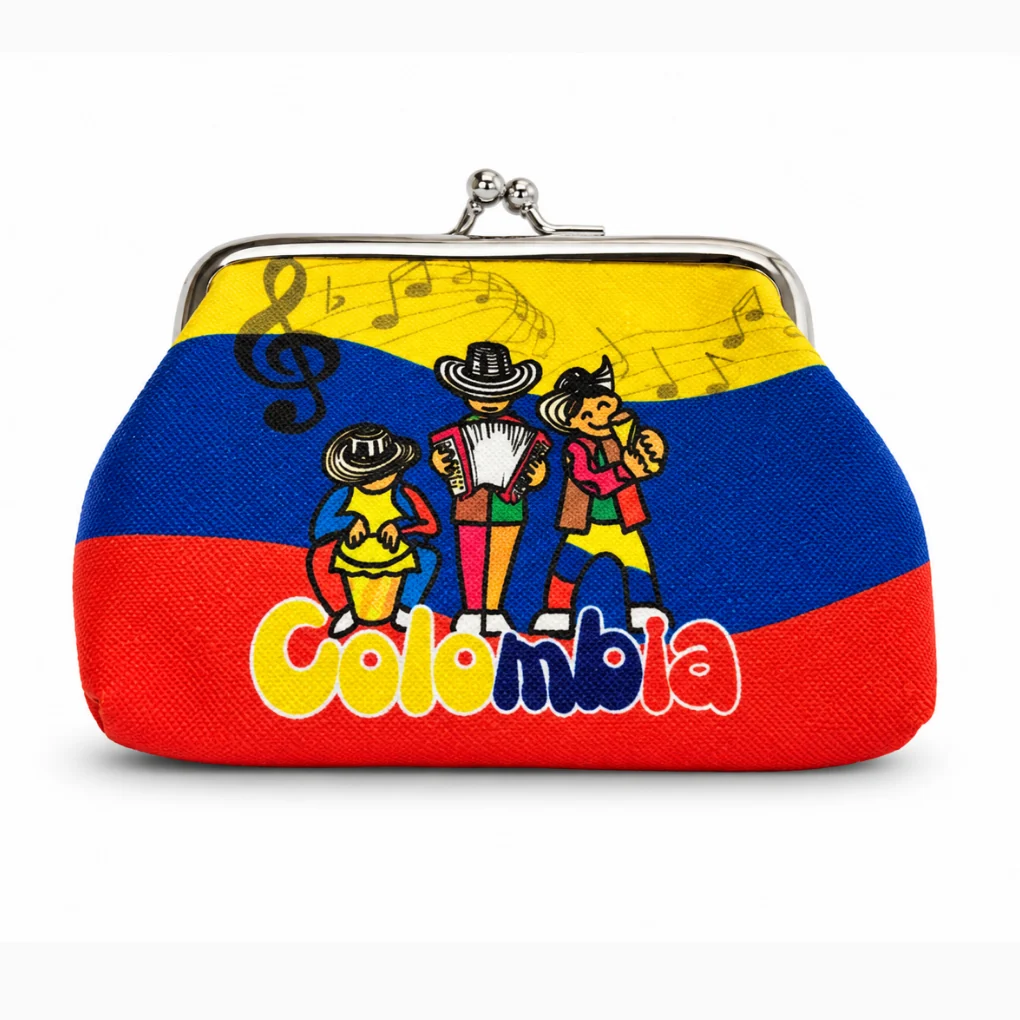 Colombian folklore coin purse, traditional music souvenir wallet
