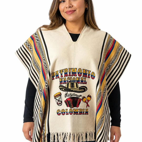 Colombian Paisa Poncho | National Heritage Edition | Handmade Colombian Ruana | Unisex Traditional Cape