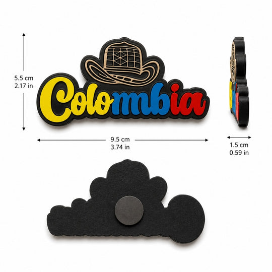 Colombia Souvenir Magnet with Vueltiao Hat | Colombian Fridge Magnet Art Handmade