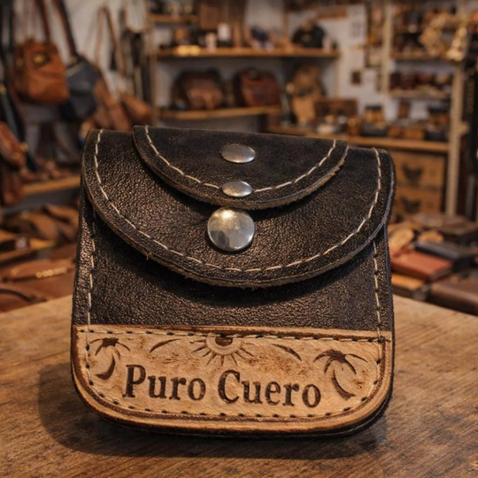 Handmade Colombian Leather Coin Pouch | Rustic Belt Wallet for Men