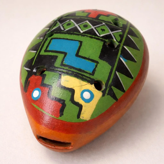 Handmade Colombian Ceramic Ocarina Andean Musical Instrument | Artisan Pre-Columbian Style Flute | Cultural Souvenir Gift