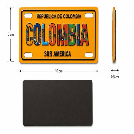 Colombian License Plate Magnet  Mini Fridge Magnet | Republica de Colombia Souvenir