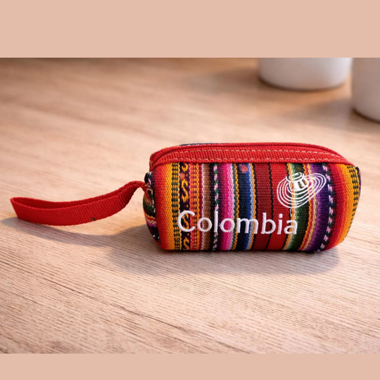 Handmade Colombian Textile Coin Pouch | Colorful Women’s Fabric Zipper Wallet, Latin Artisan Gift