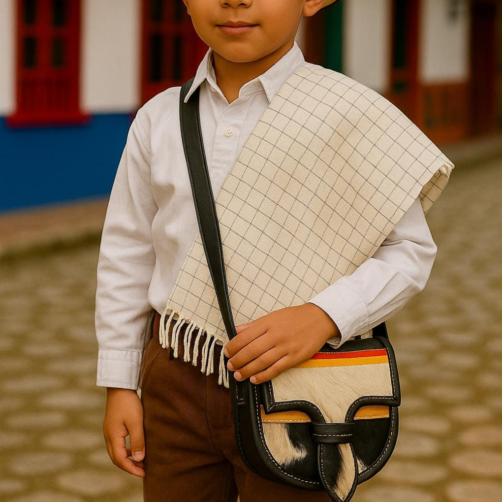 Colombian Kids Poncho Costume | Paisa Outfit for Boys Girls | Cultural Festival Outfit | Handmade Colombia Gift