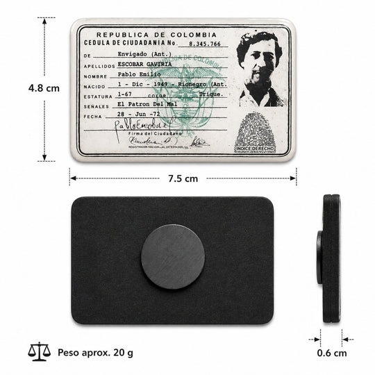 Colombian ID Pablo Escobar • Vintage Document Fridge Decor • Retro Colombia Gift