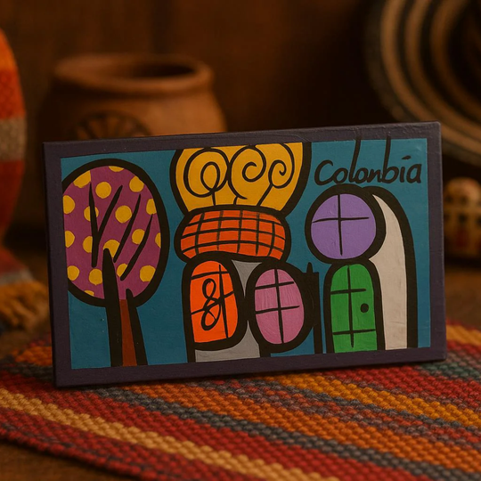 Handmade Colombian Landscape Fridge Magnet – Colorful Art Souvenir