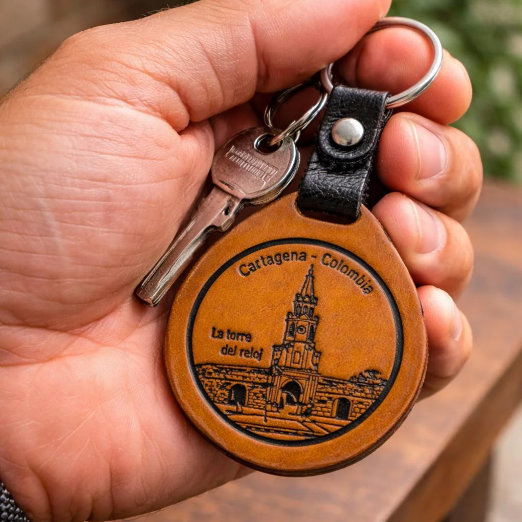 Handmade Leather Keychain – Cartagena de Indias Souvenir