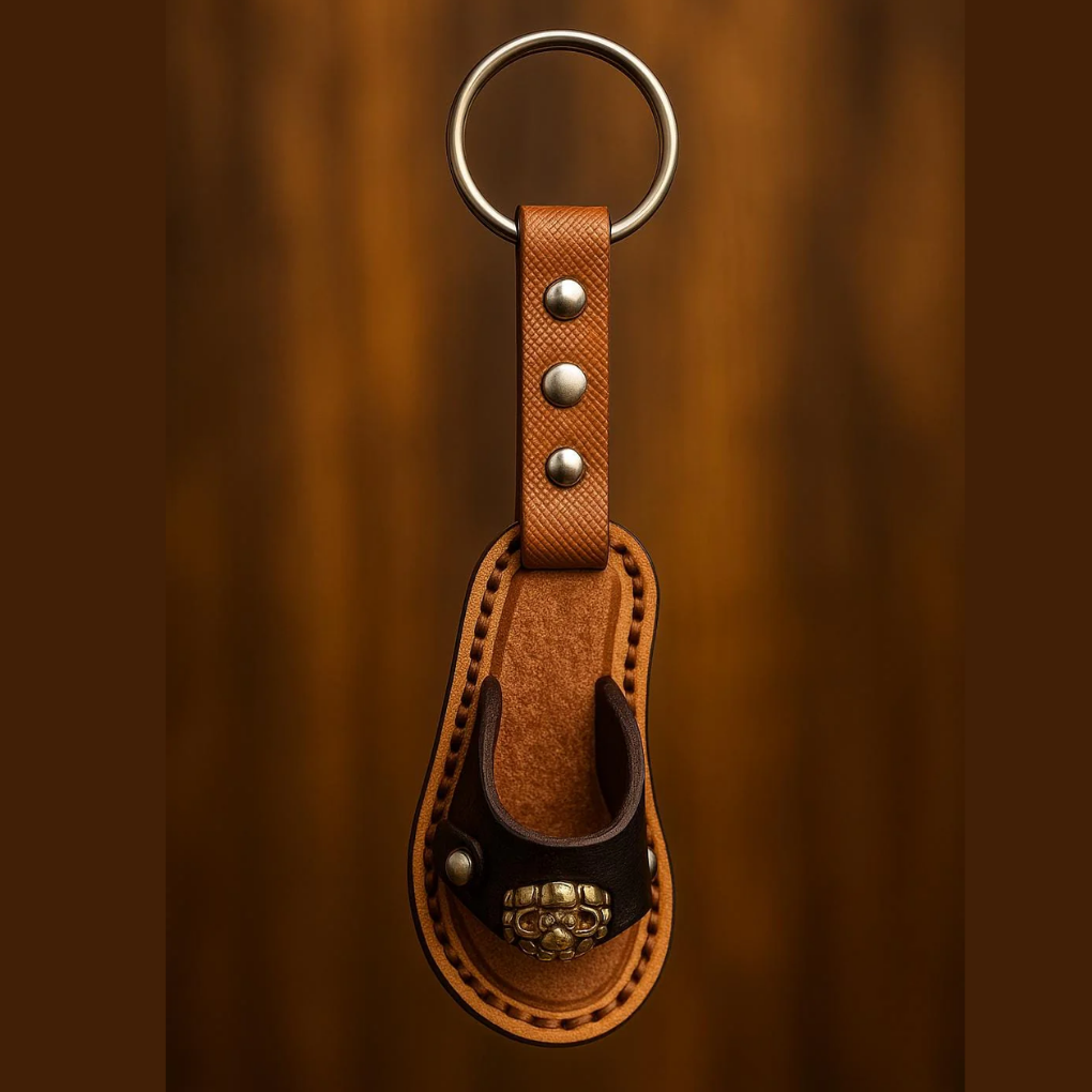 Handmade Leather Sandal Keychain – Beach Vacation Souvenir | Summer Gift | Tropical Keyring | Coastal Travel Accessory