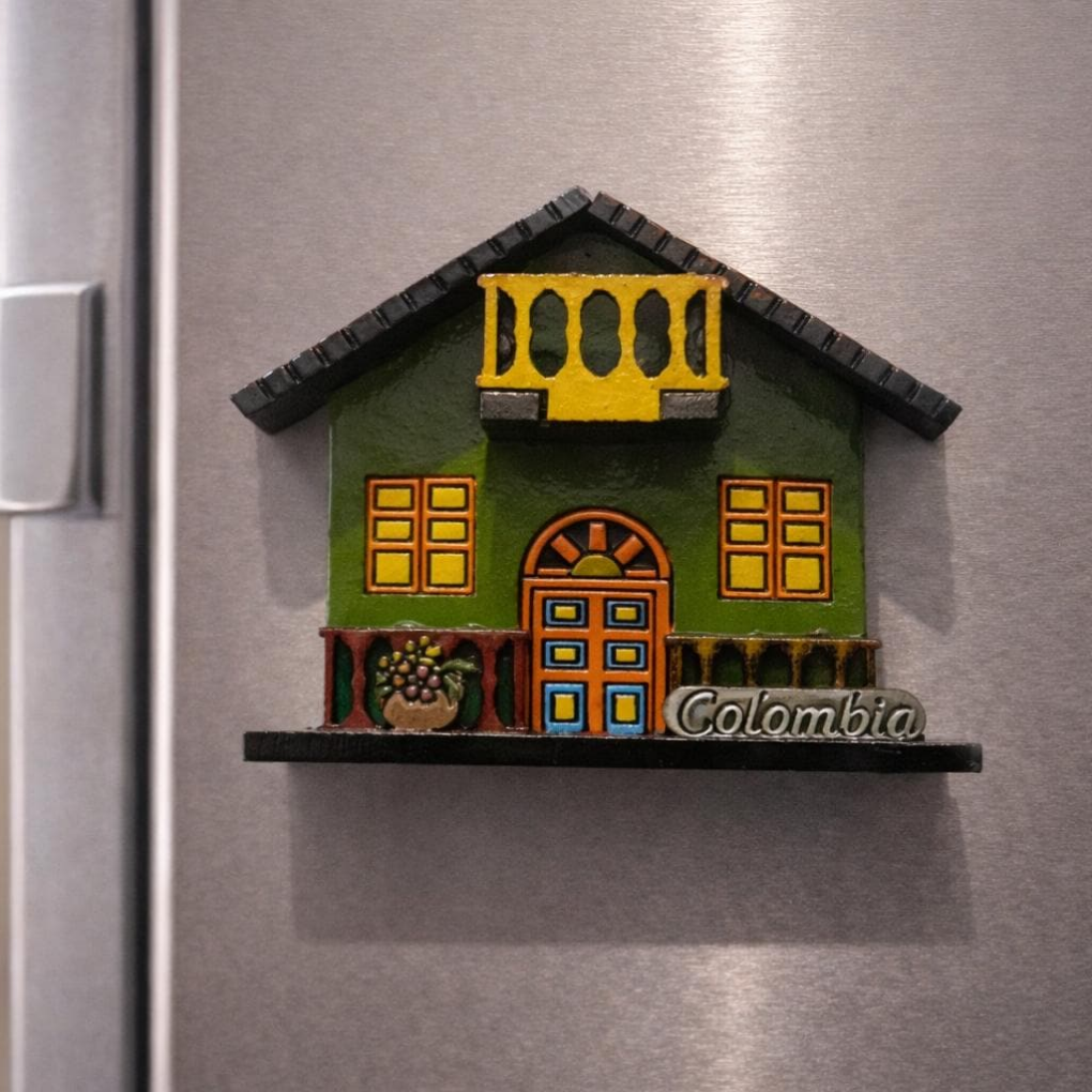 Handmade Colombian Colonial House Magnet – Colorful 3D Wooden Fridge Souvenir