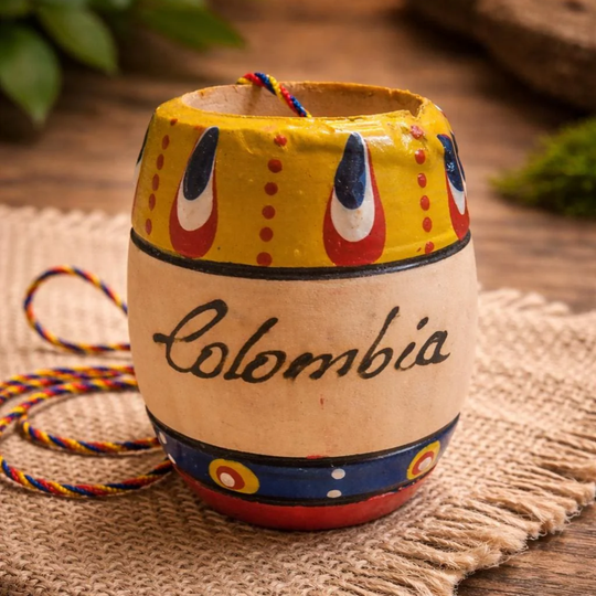 Handmade Colombian Wooden Shot Glass | Hand-Painted Bar Decor