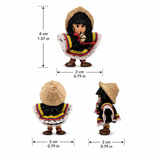 Handmade Colombian Campesina Doll Magnet | Mini Folk Art Fridge Decor Souvenir