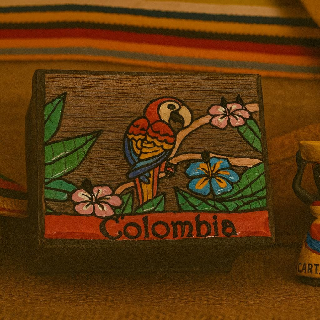 Colombian Wooden Keepsake Box Handmade Folk Decor Chiva Jeep Parrot Souvenir