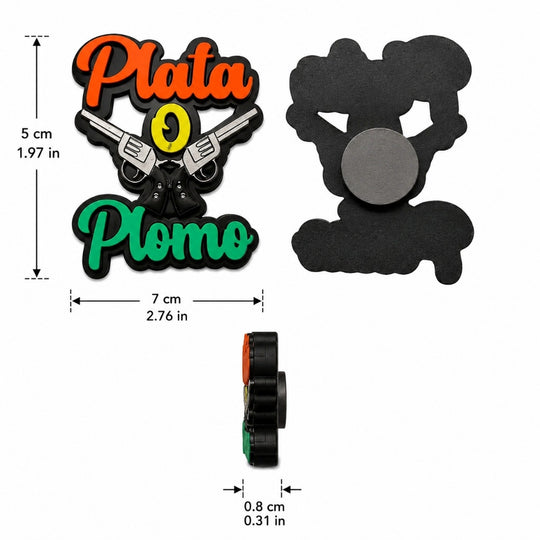 Handmade “Plata o Plomo” Fridge Magnet – Colombian Pop Culture MDF Decor