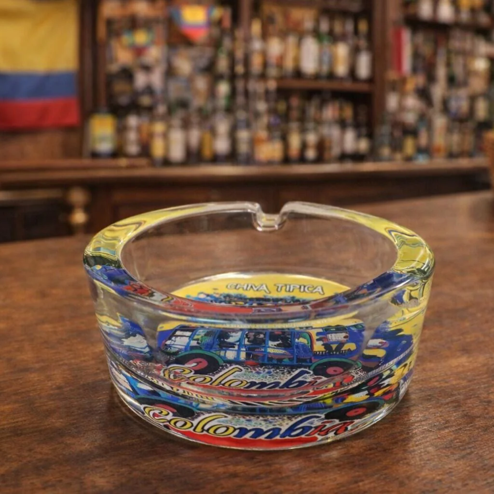 Colombian Glass Ashtray Colorful Artisan Table Decor