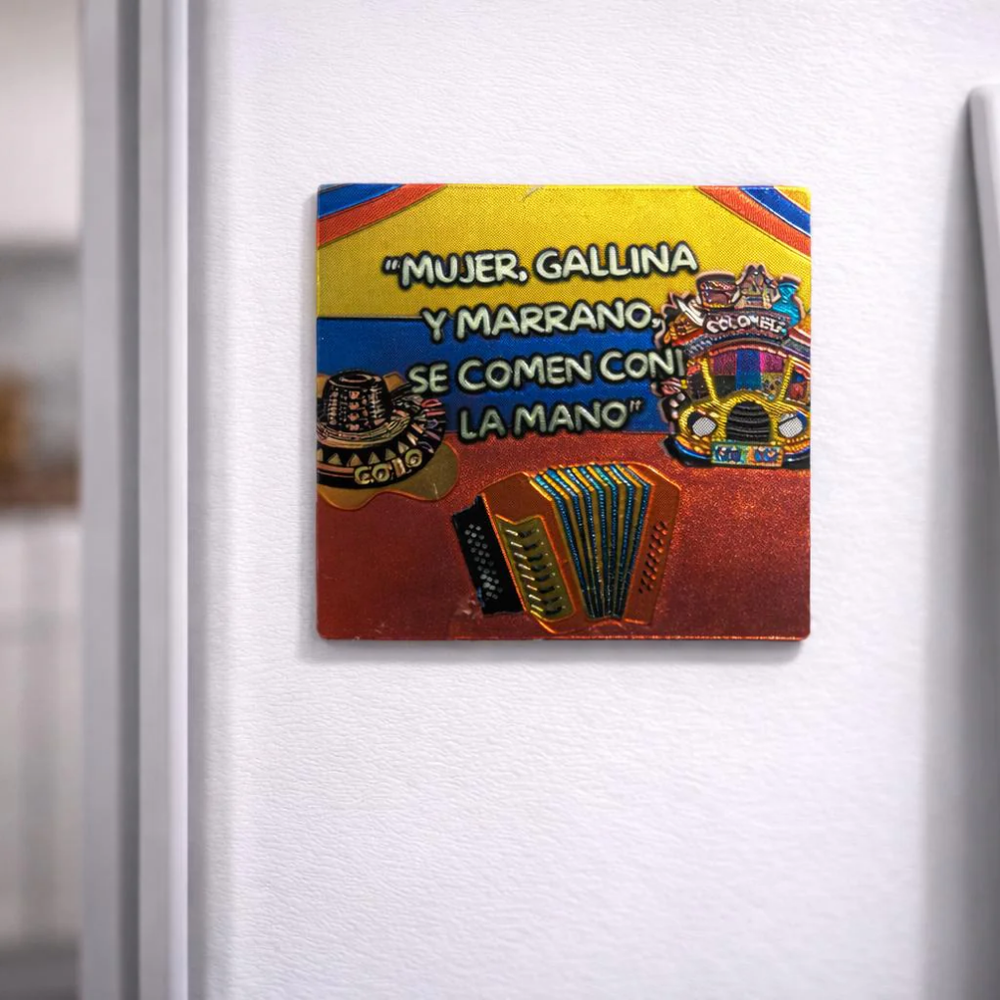 Colombia Gold Map Magnet – Metallic Fridge Magnet with Flag Colors