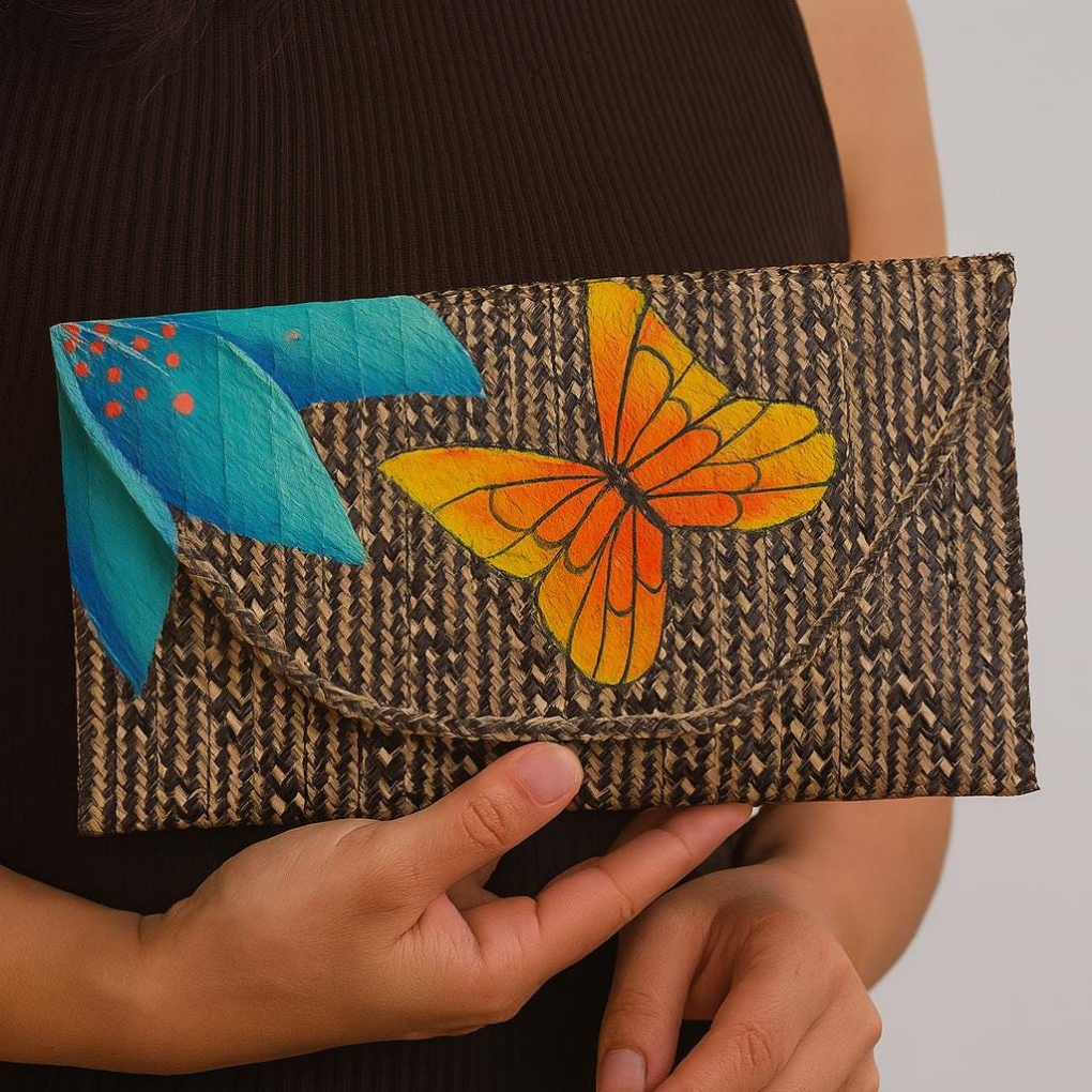 Handwoven Caña Flecha Clutch – Colombian Butterfly Purse, Eco-Friendly