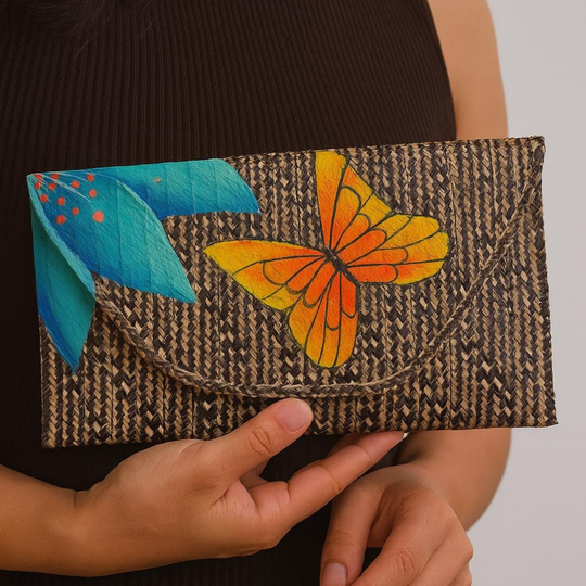 Handwoven Caña Flecha Clutch – Colombian Butterfly Purse, Eco-Friendly