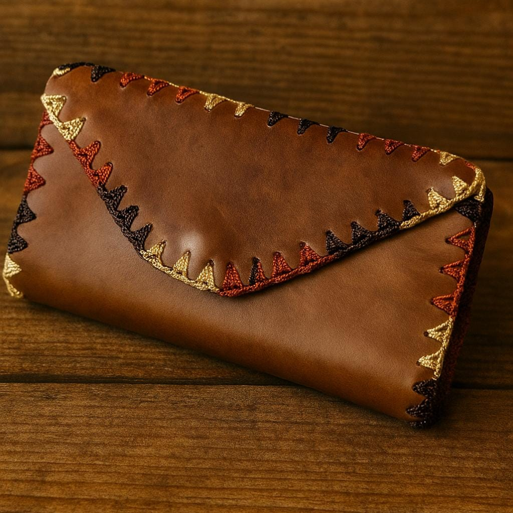Handmade Colombian Leather Wallet – Patchwork Clutch Purse