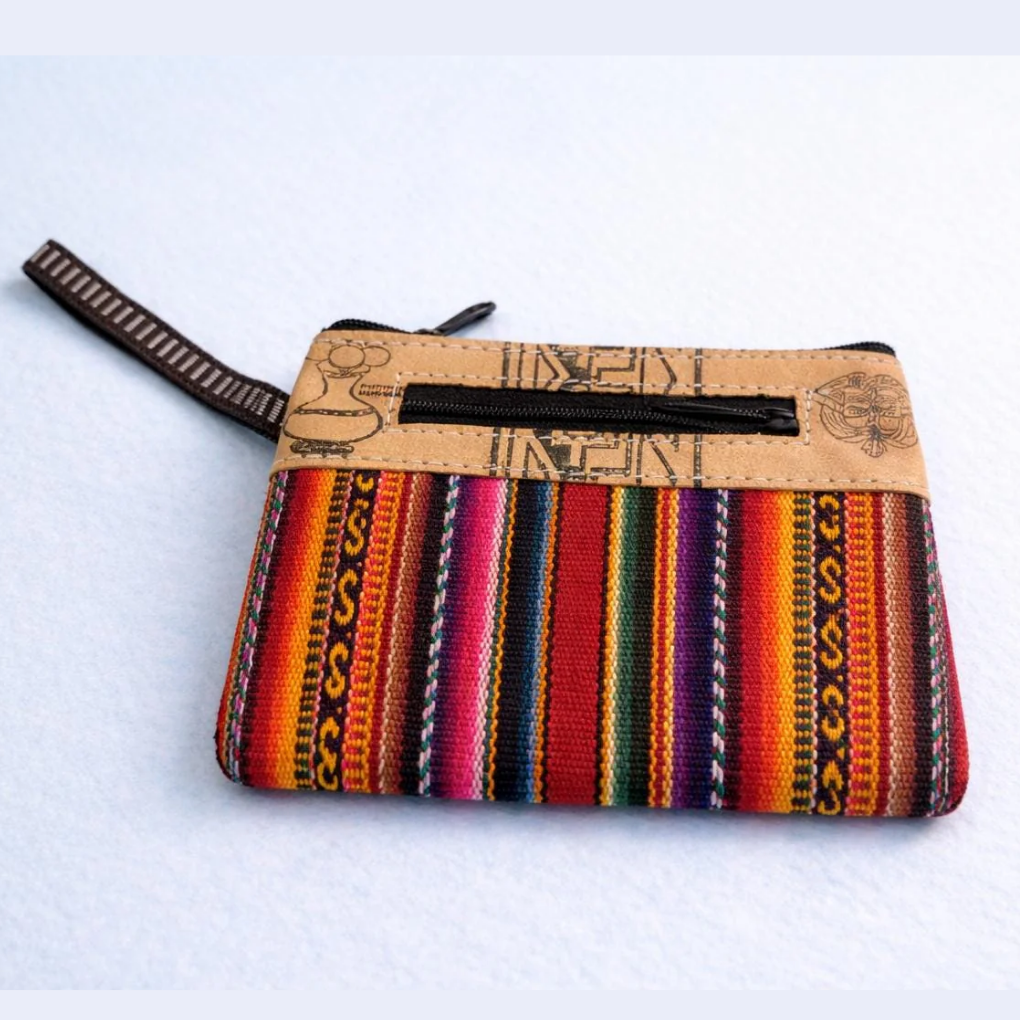 Handmade Colombian Leather &amp; Textile Wallet | Women’s Artisan Coin Purse, Cultural Zipper Pouch Gift
