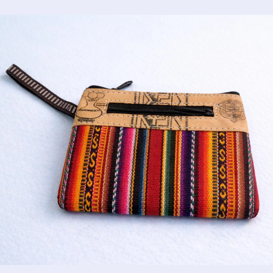 Handmade Colombian Leather &amp; Textile Wallet | Women’s Artisan Coin Purse, Cultural Zipper Pouch Gift
