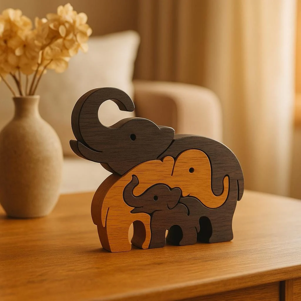 Hand-Painted Wooden Elephant | Colombian Artisan Decor | Colorful Folk Art Figurines