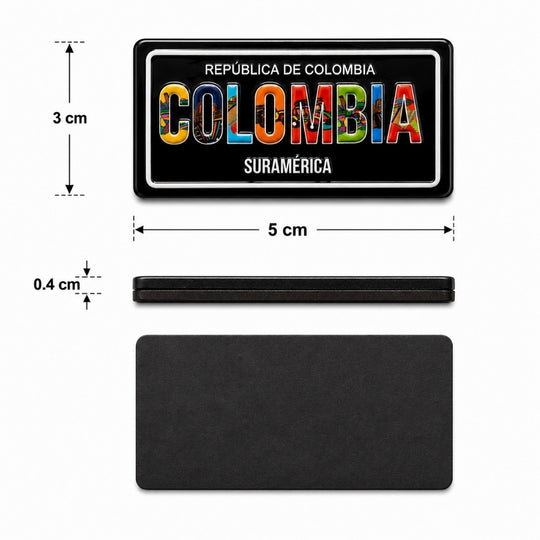 Mini Colombia License Plate Magnet 5×3 cm | República de Colombia Souvenir
