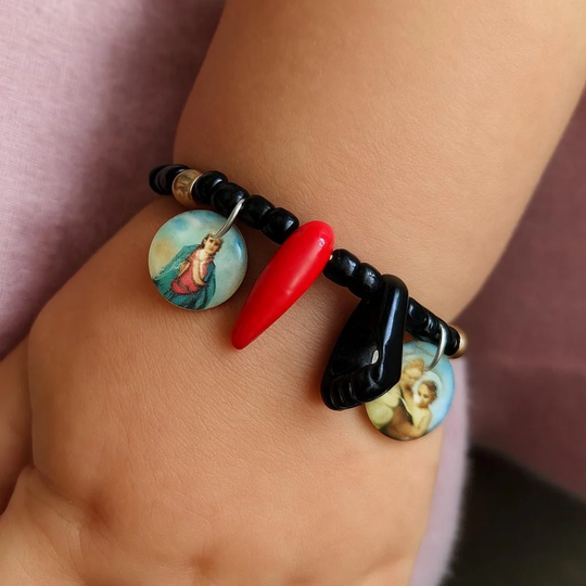 Handmade Azabache Baby Bracelet | Evil Eye Protection, Custom Charms